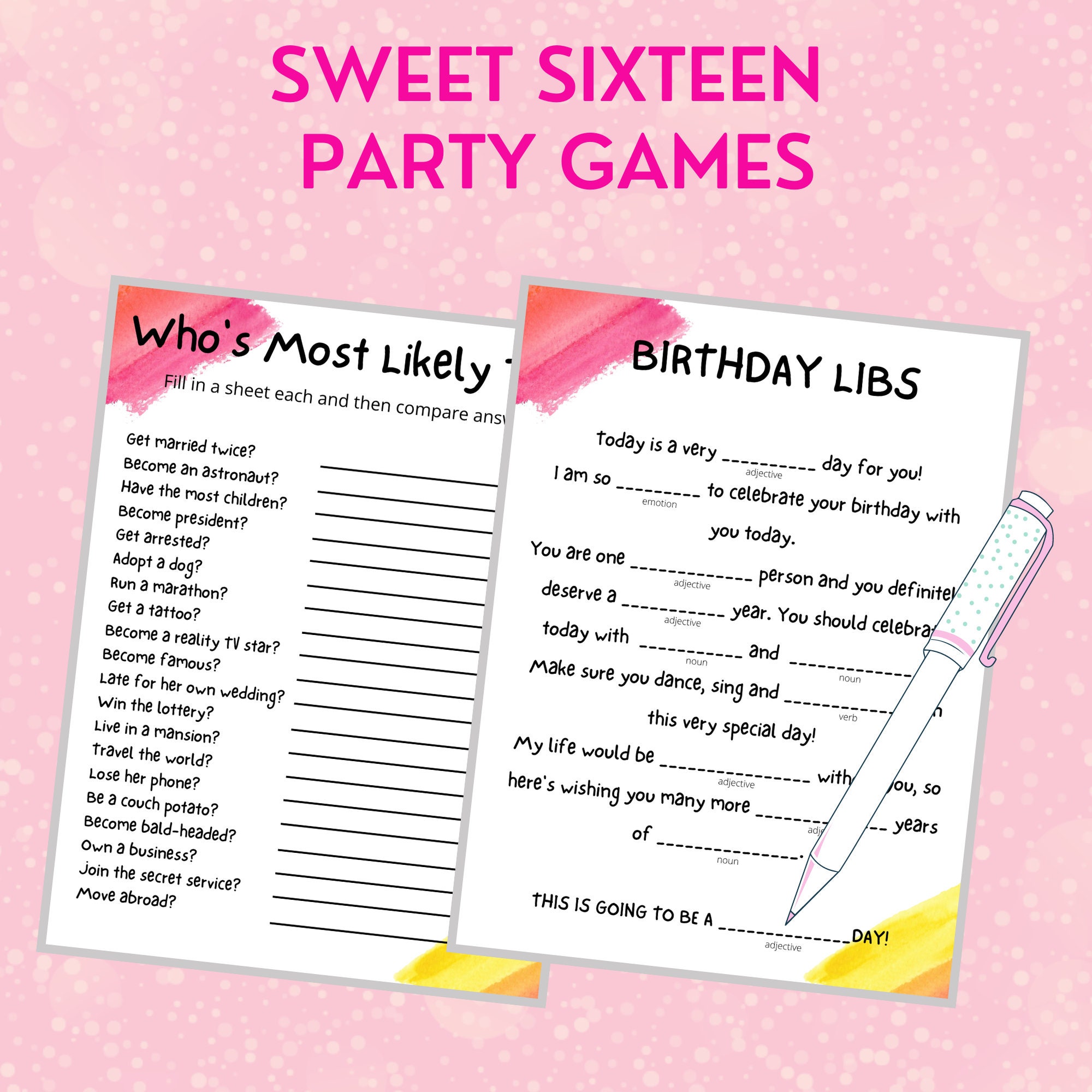 16 Sweet Sixteen Party Games Teen Birthday Party Games Birthday Party ...