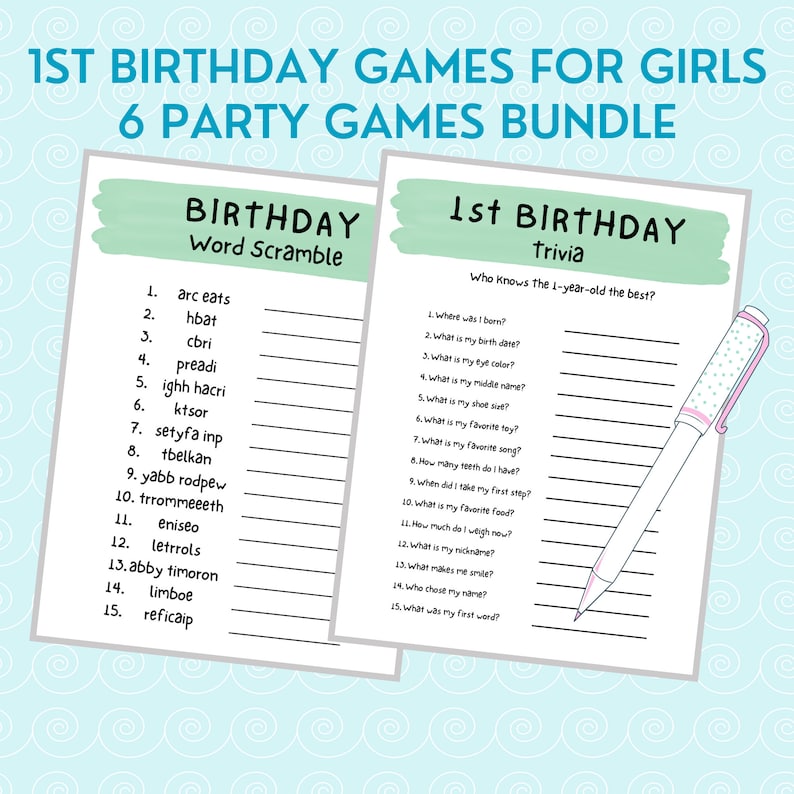Printable Kids Girls Party Game