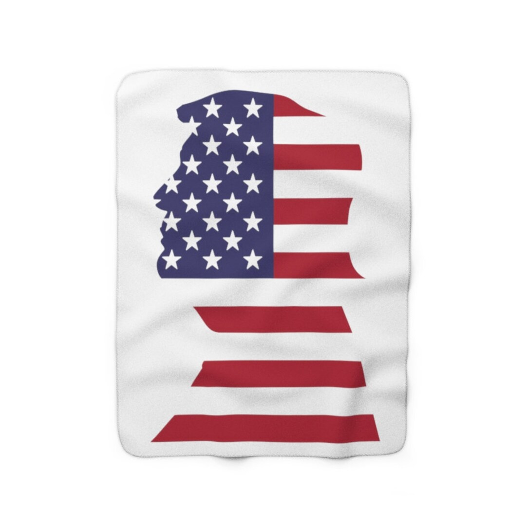 Donald Trump American Flag Profile Sherpa Fleece Blanket Maga Etsy