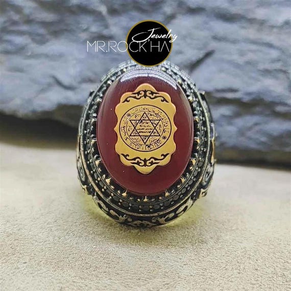 【サイズオーダー】Soul Star Markaba リング〈マカバスターリング Handmade David's Star 925 Sterling Silver Mens Ring: Red Amber