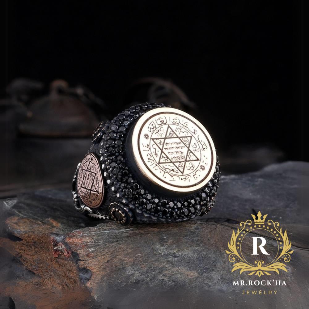 Star Of David Ring In Sterling Silver – Seal Of Solomon Ring With Zircon & Black Onyx, Men's Jewelry Gift