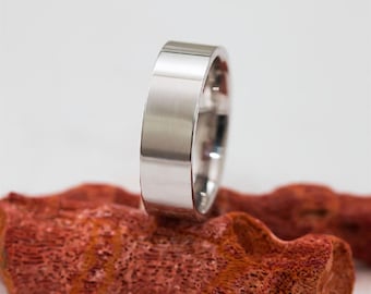 Rhodium Plated, Simple Design Wedding Rings- 925 Sterling Silver Unisex Wedding Engagement Ring - Band