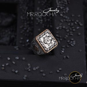 Anillo de plata de ley 925 para hombre, personalizable, con iniciales personalizables y grabables, con motivos florales ondulados, tallado a mano.