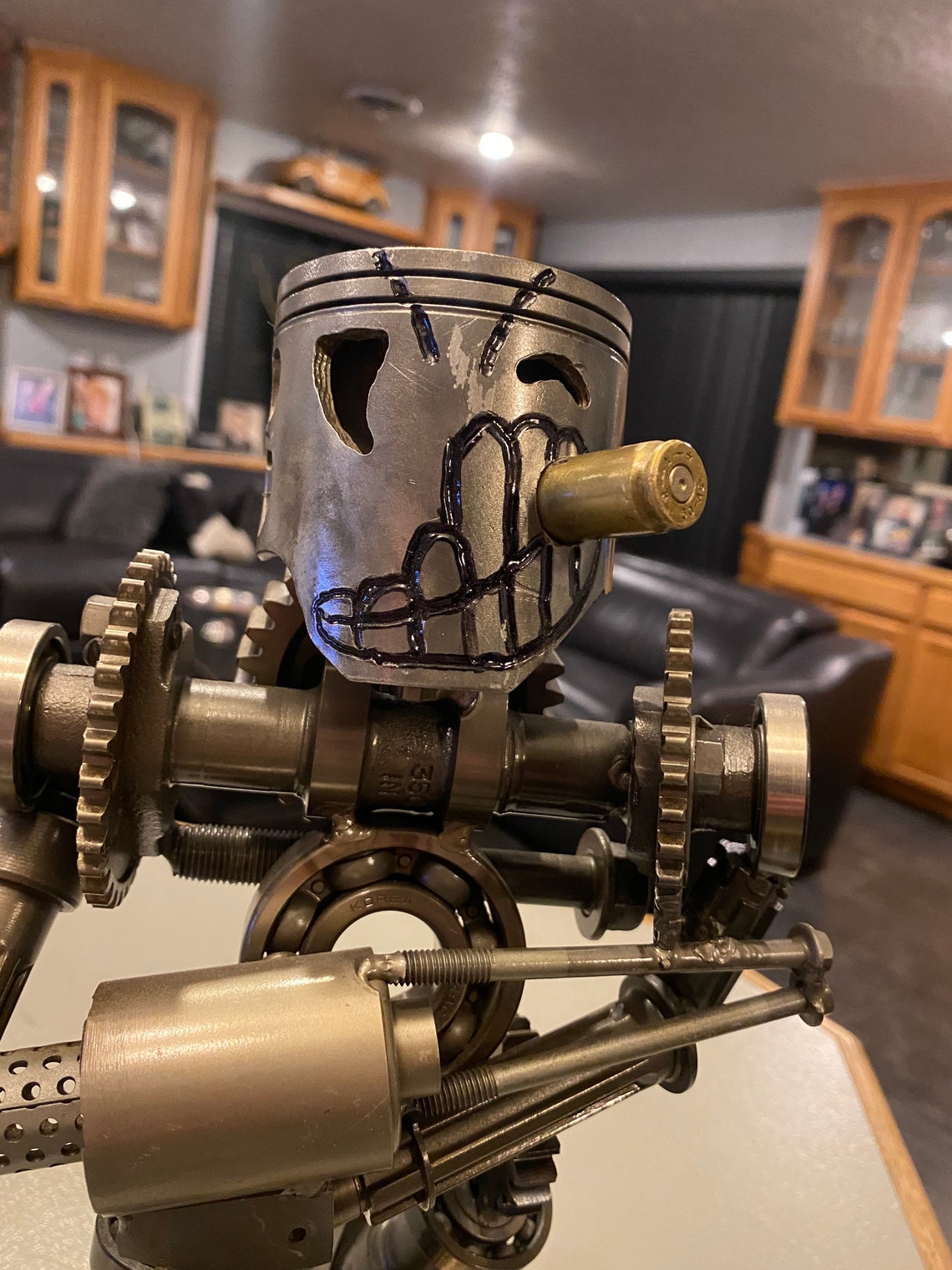 Metal Art Piston Figure Statue Etsy