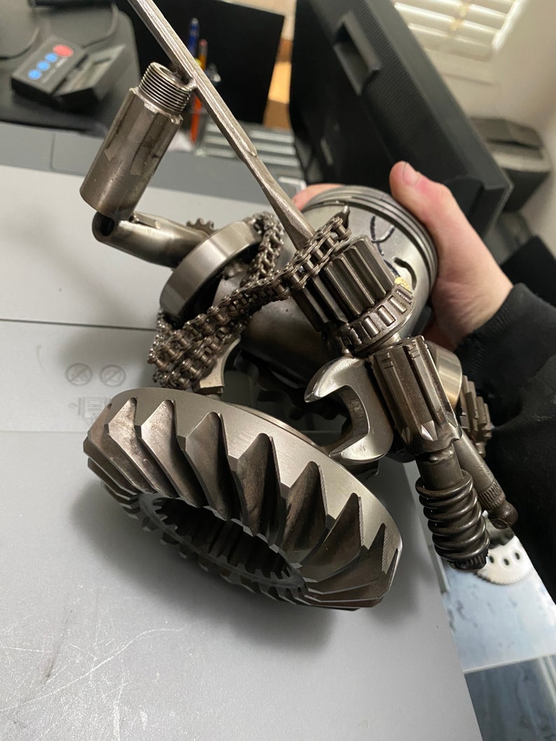 Metal Art Piston Statue Figure Etsy