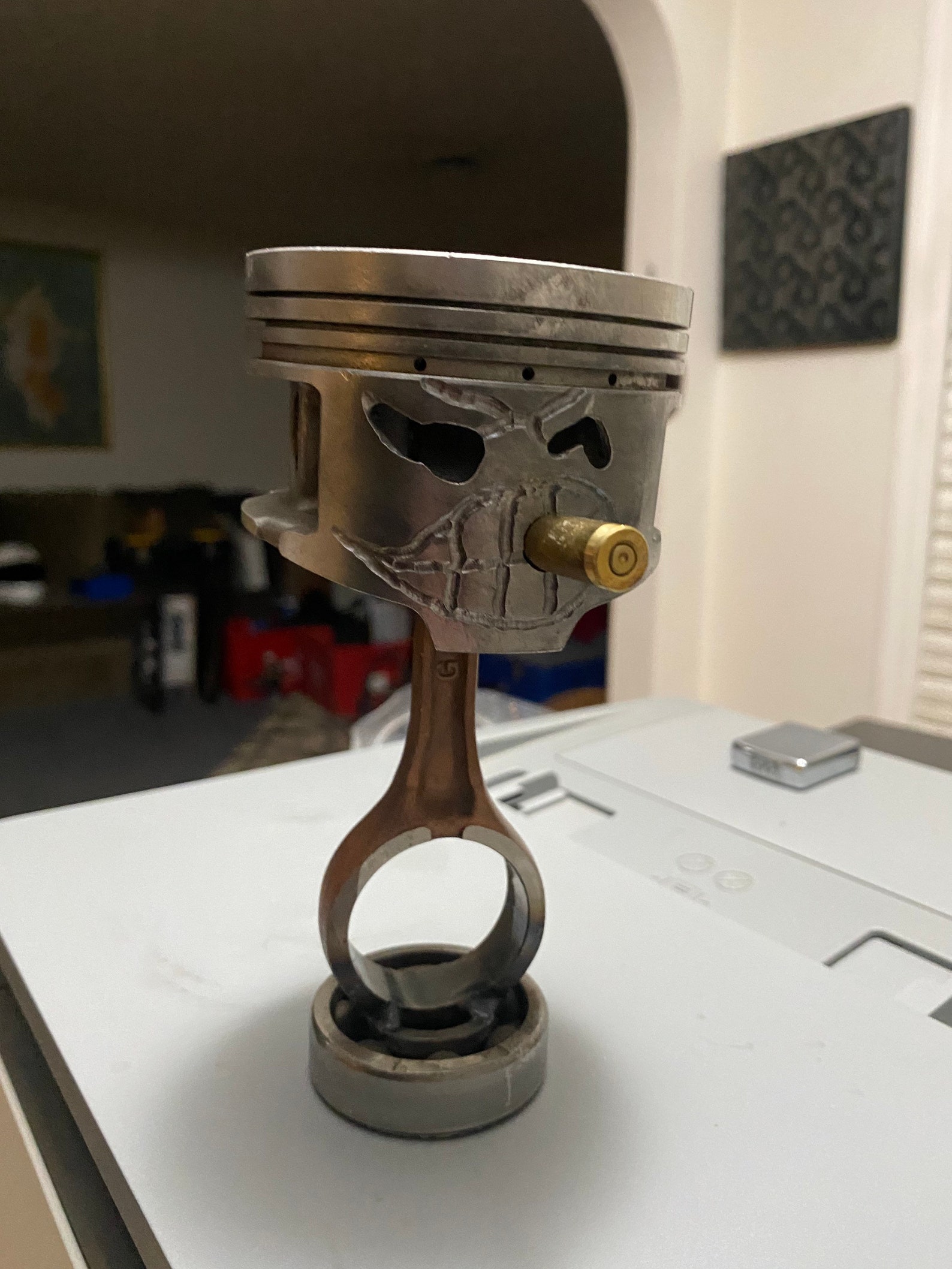 Metal Art Piston Head Figure Statue Etsy