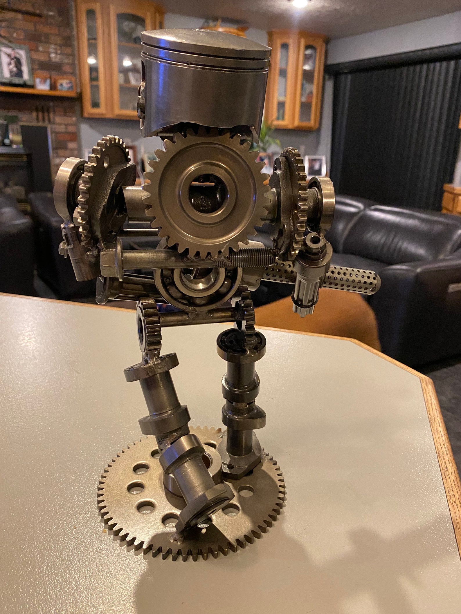 Metal Art Piston Figure Statue Etsy