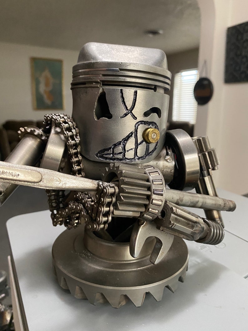 Metal Art Piston Statue Figure Etsy