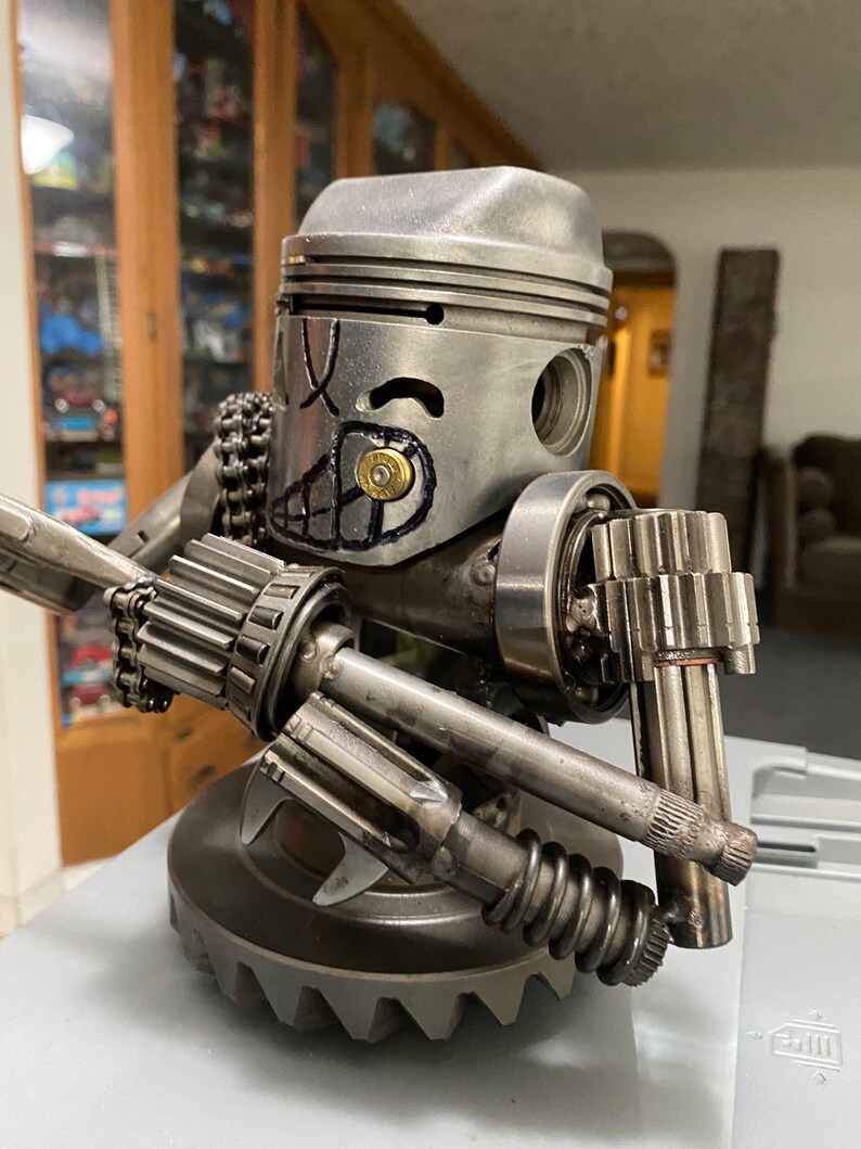 Metal Art Piston Statue Figure Etsy