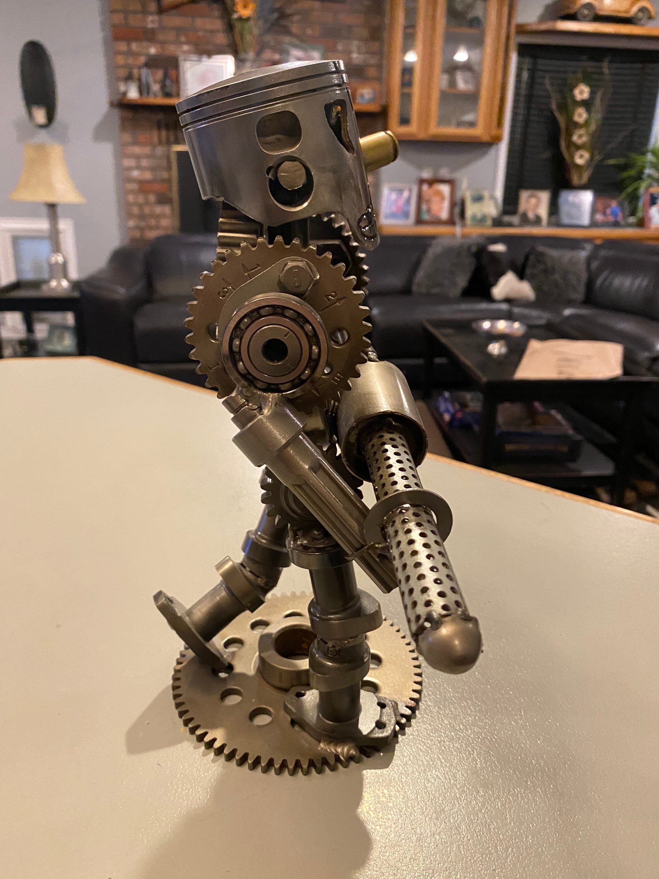 Metal Art Piston Figure Statue Etsy