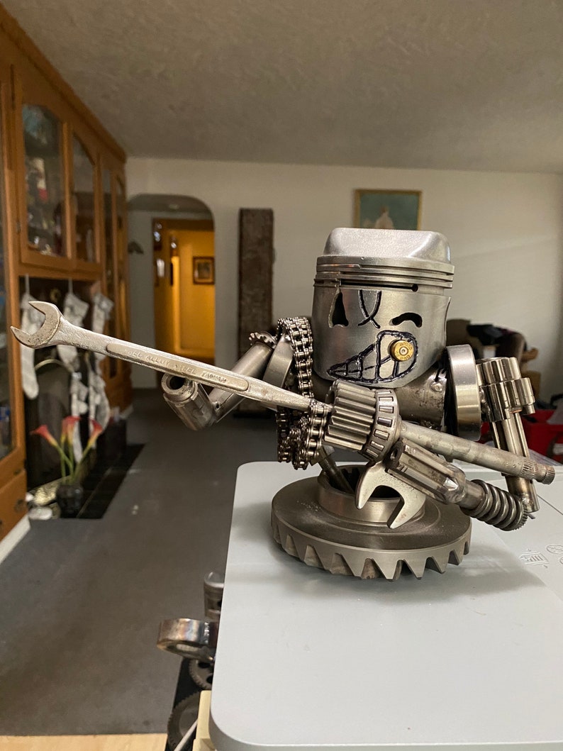 Metal Art Piston Statue Figure Etsy