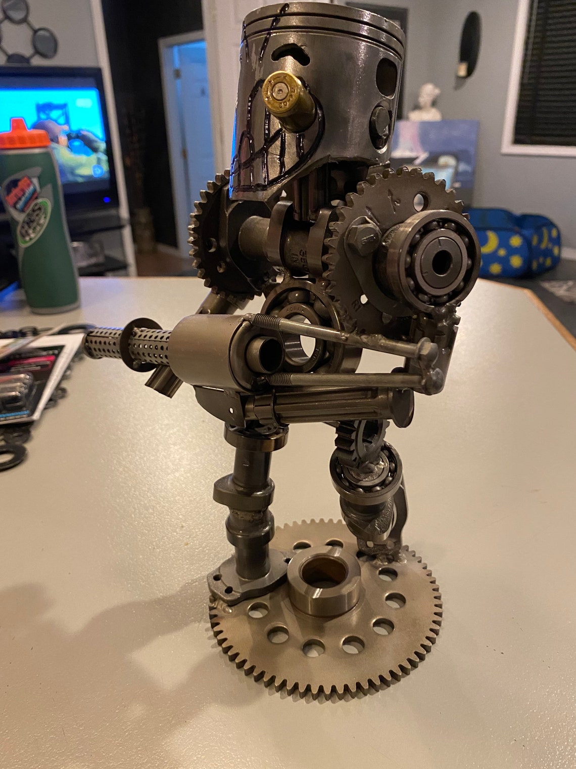 Metal Art Piston Figure Statue Etsy