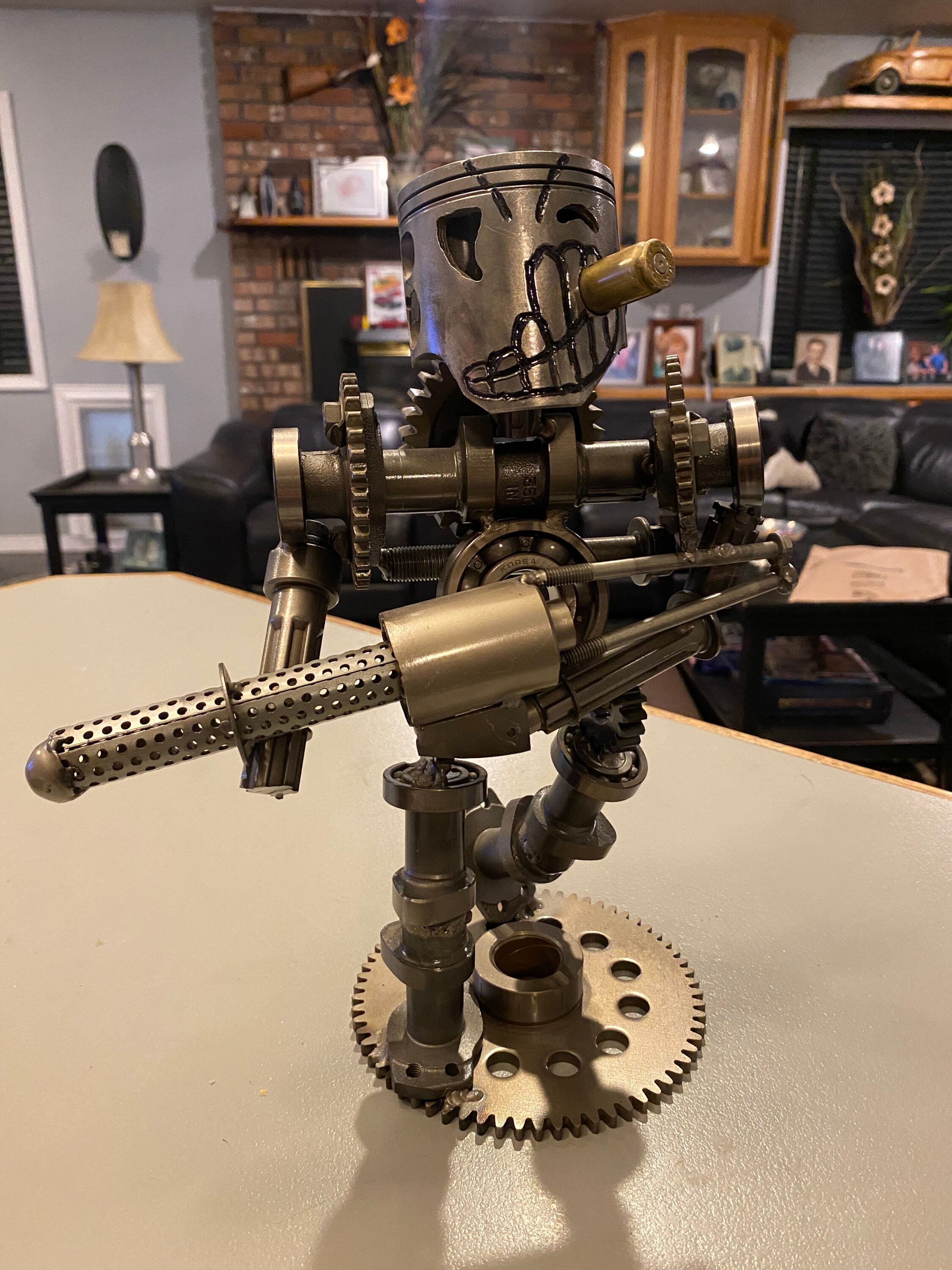 Metal Art Piston Figure Statue Etsy