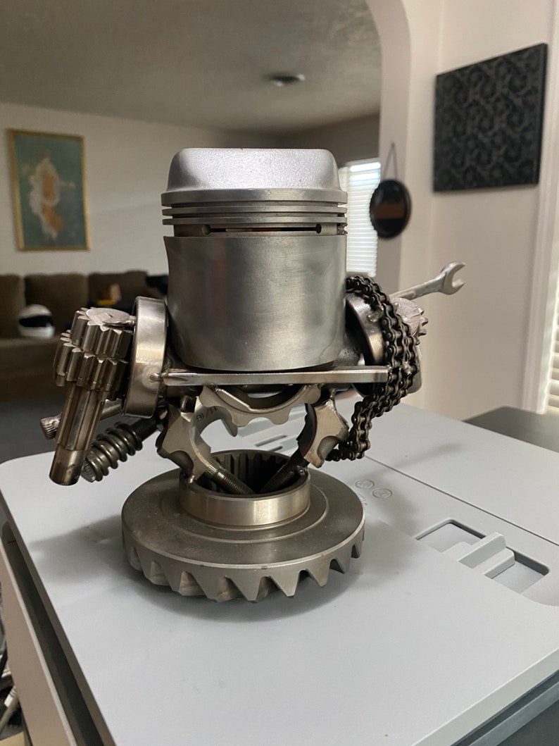 Metal Art Piston Statue Figure Etsy