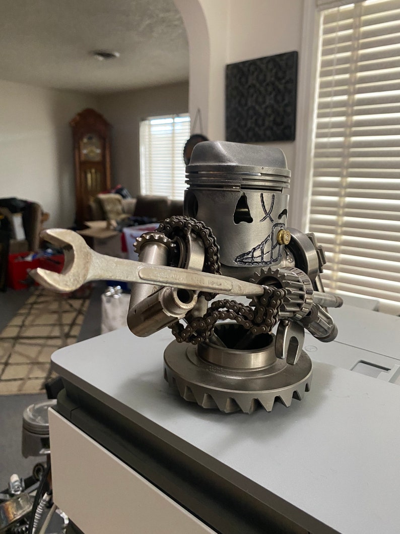 Metal Art Piston Statue Figure Etsy