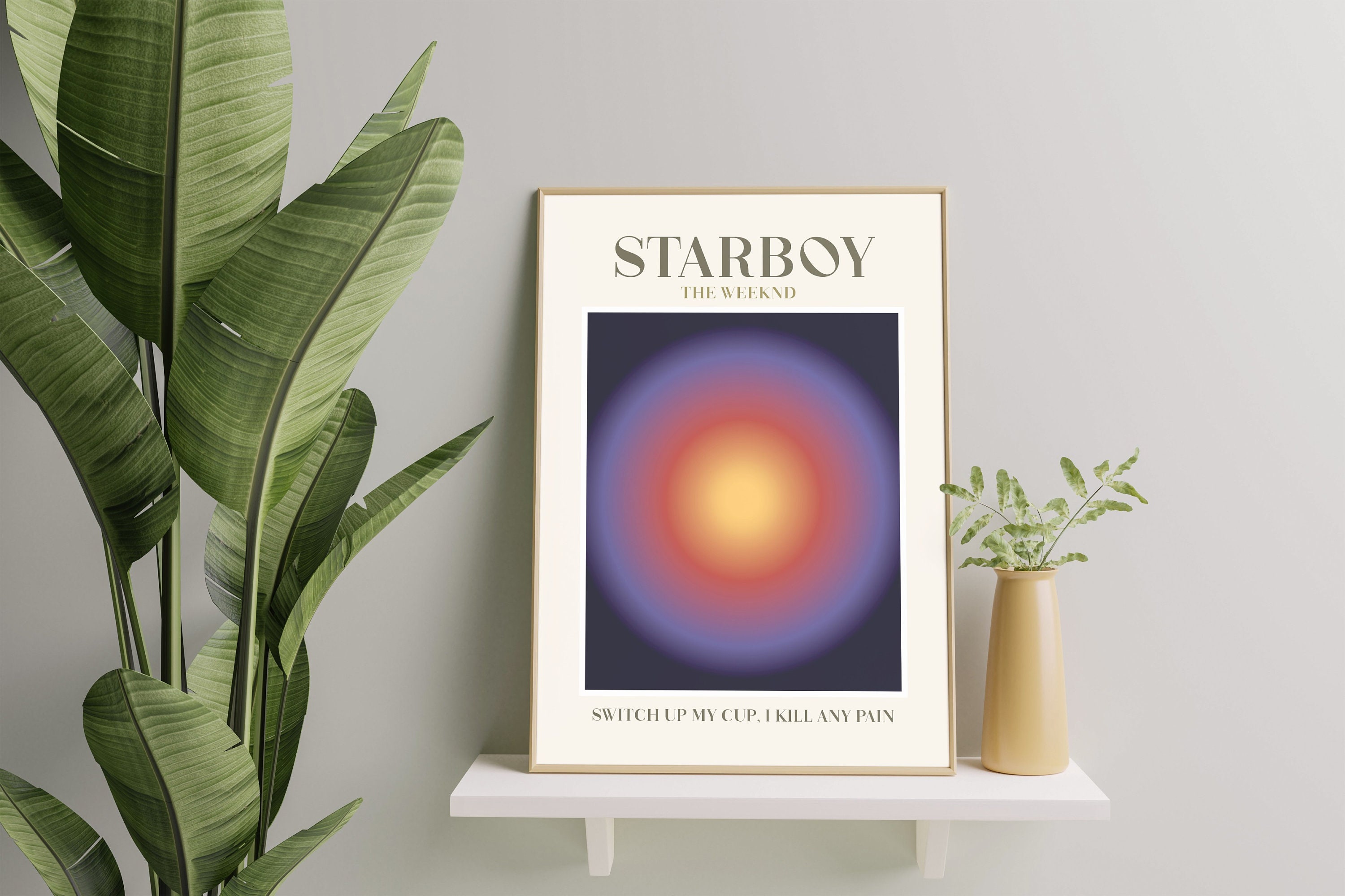 Discover The Weeknd Starboy Album Art Print | Aura Energy Song Lyrics Art Print, Digital Illustration Posters