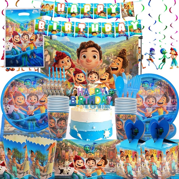 Luca Birthday Party Supplies Disposable Tableware Plates Cups Candy Box BackGround 1st Balloon Home Decorations Dinnerware
