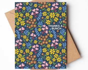 Thanks a Bunch Card | Thank you card for friend | Flower power card | Thank you Greeting Card
