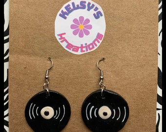 70s Style Record Earrings