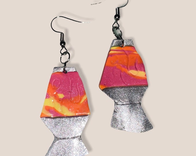 Silver Shimmery Lava Lamp Earrings