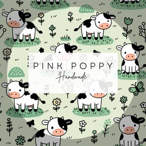 Seamless Pattern Baby Cows 300 DPI PNG | Instant Download | Digital Papers Fabric Surface Design | Farm Animals Repeat Pattern File