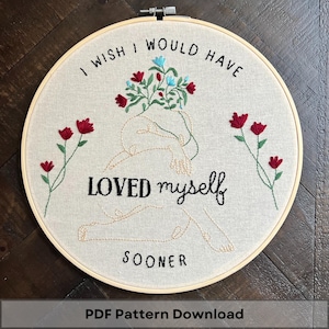 Body Positive Embroidery Pattern: Floral Woman Art (PDF Download)