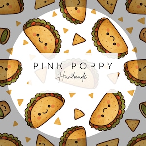 Niedliches Taco Party Seamless Muster – Kawaii mexikanisches Essen Clipart für Stoffe, Aufkleber und Sublimationsprojekte