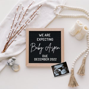 Digital Pregnancy Announcement, Editable Pregnancy Announcement for Social Media, Neutral, Baby Reveal, Letterboard, Gender Reveal Ideas