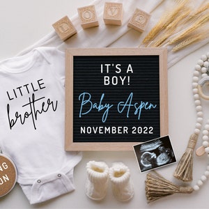 It’s A Boy Gender Reveal Boy Pregnancy Announcement, Little Brother Social Media, Gender Announcement Digital, Gender Reveal Ideas, Pregnacy