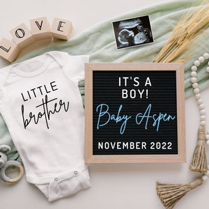 It’s A Boy Gender Reveal Boy Pregnancy Announcement, Little Brother Social Media, Gender Announcement Digital, Gender Reveal Ideas, Pregnacy