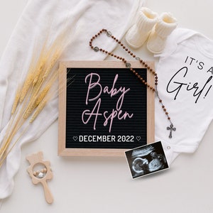 Carte d’annonce de grossesse, Bébé catholique, Annonce de grossesse numérique, Idées de révélation de genre, Annonce de bébé Grand-parent, Grossesse