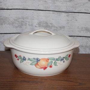 Abundance Fruit Corelle Coordinates Stoneware 21/2Quart Casserole Dish Stew Pot With Lid Microwave and Oven Safe