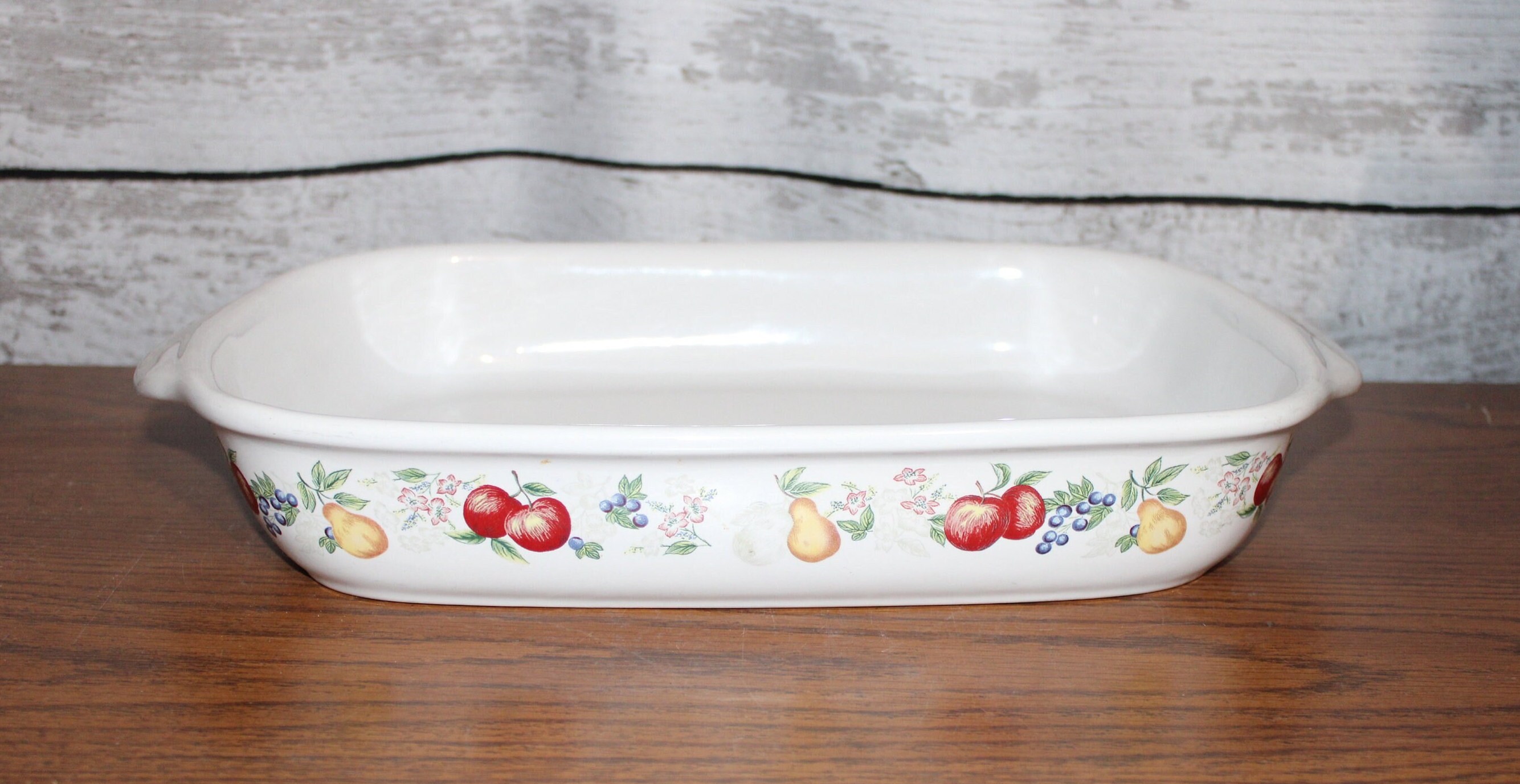 Vintage Corelle Stoneware Casserole Dish: Chutney Fruit Pattern