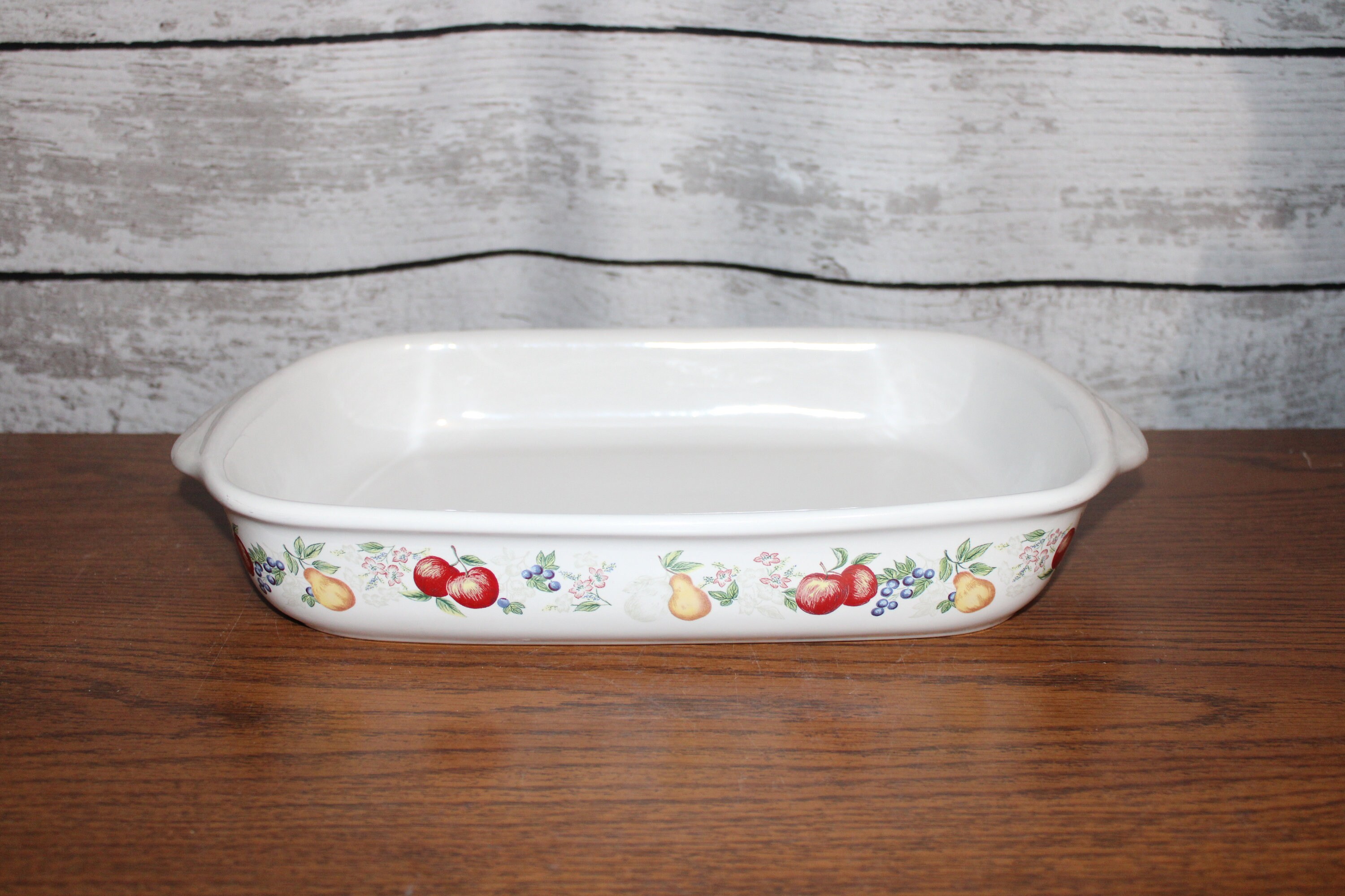 Vintage Corelle Stoneware Casserole Dish: Chutney Fruit Pattern