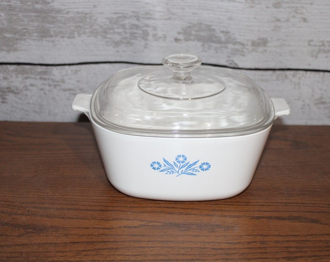 Vintage Corning Ware P-84-B 4 QT White Cornflower Pattern Baking Dish ...