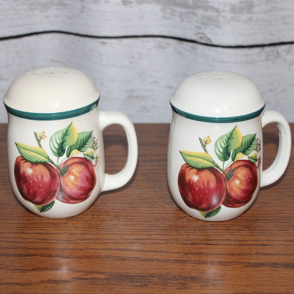 Salt and Pepper Shakers Casuals Apples Stoneware China Pearl