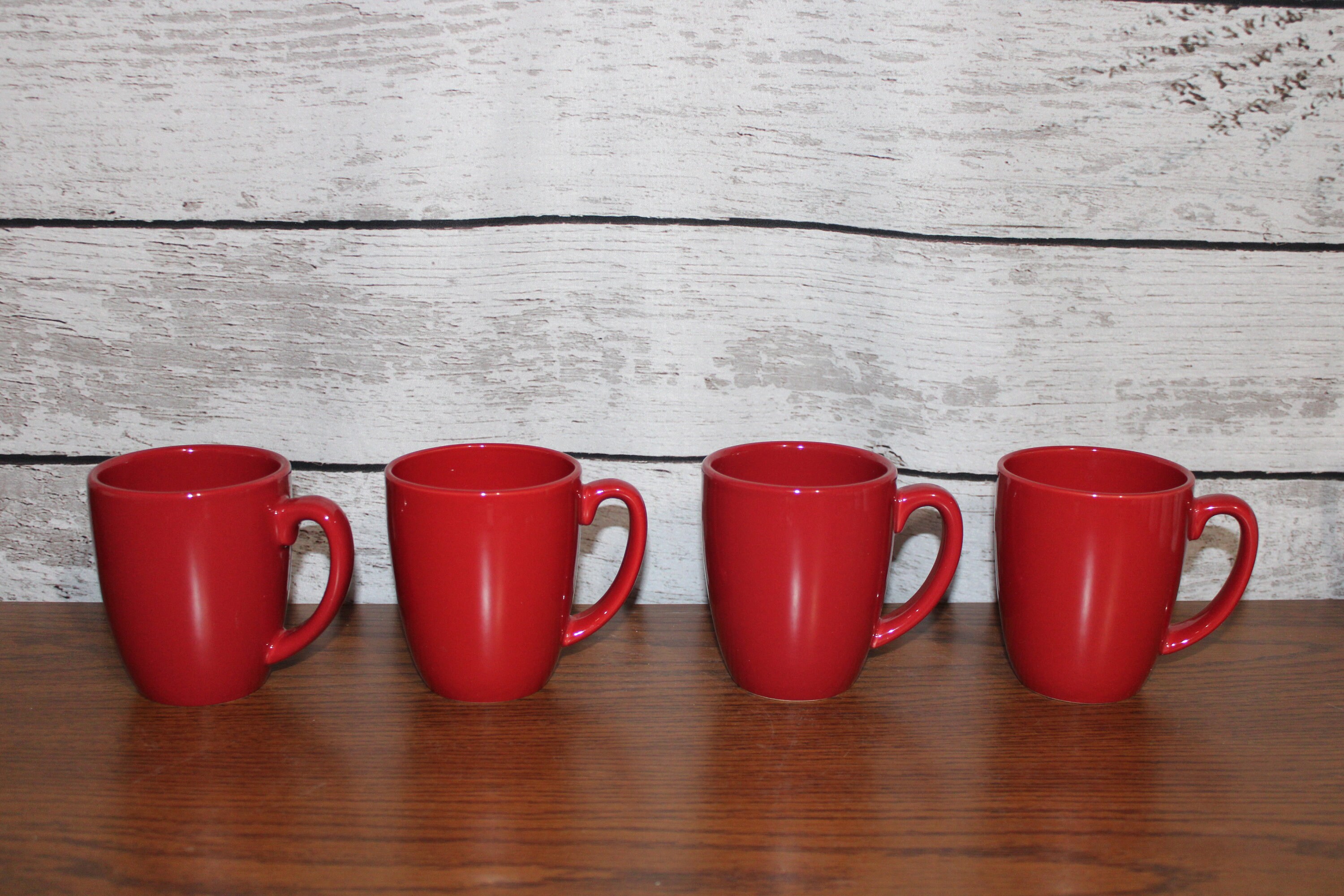 Red Corelle Coordinates Coffee Mugs Tea Cups Set of 4 Solid Etsy