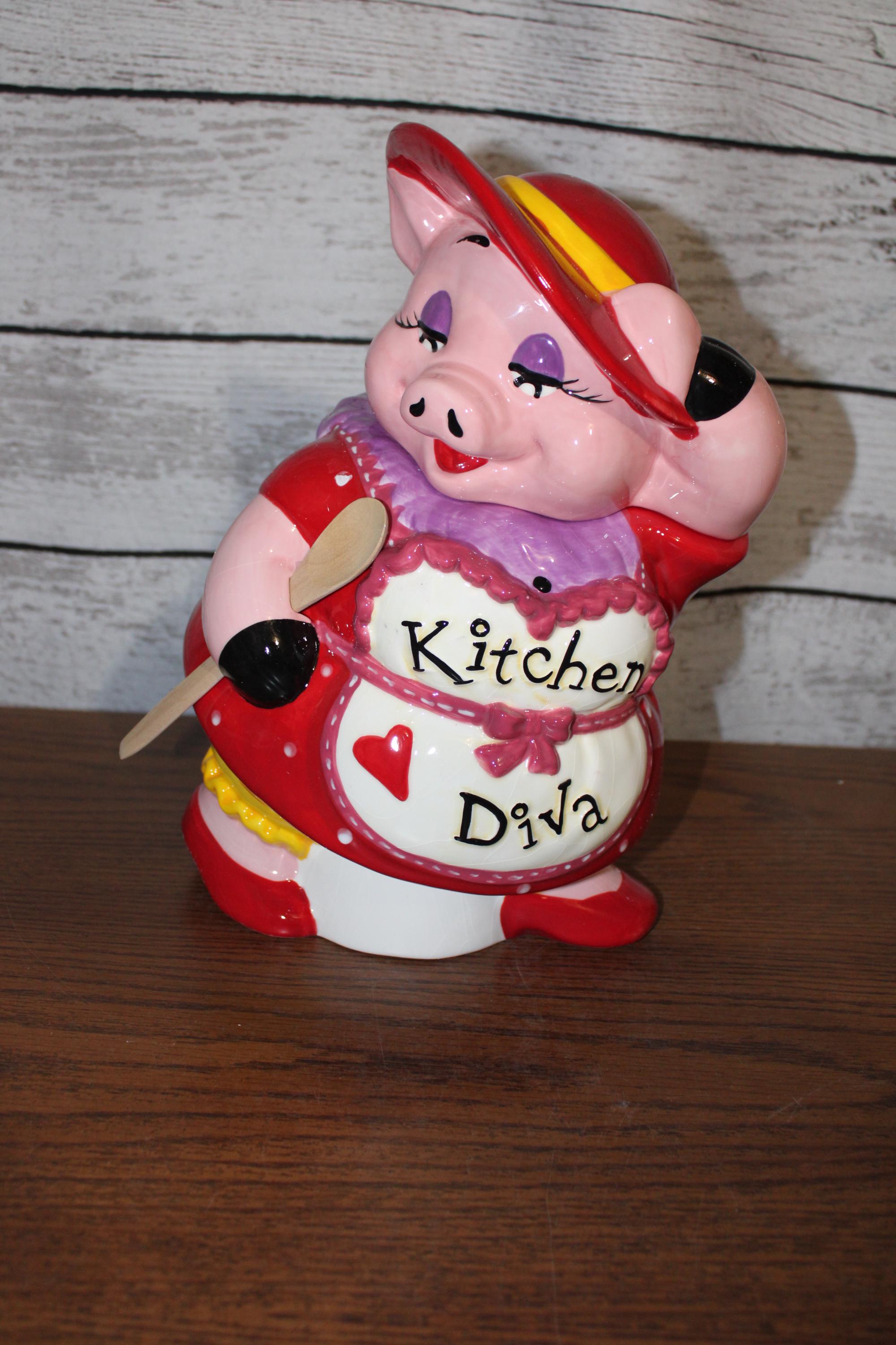 Miss Piggy Cookie Jar: Kitchen Diva, Red Hat Society, Wooden Spoon
