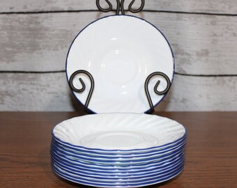Blue Fleur Corelle Saucers Desert Plates By Corning Set of 12