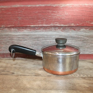 Revere Ware 1 Quart Copper Clad Stainless Steel Vintage Saucepan With Lid