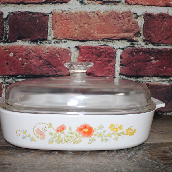 Wildflower Corning Vintage Casserole Baking Serving Dish A-10-B