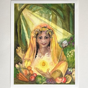Earth Mother, Queen of Disks card from the Lovely Om Tarot