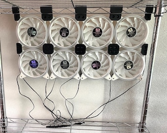 120 mm Fan Wire Rack for up to 10 fans // Wire Shelf // 3D printed //