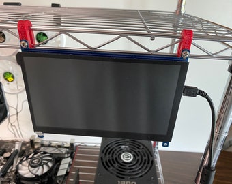 Wire Rack Mining Rig Screen Hanger // M3 nuts and bolts // 2-pack // 3D printed //