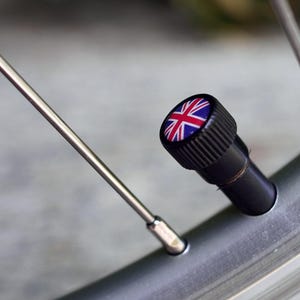 Union Jack valve stem caps for Brompton, sold as a pair