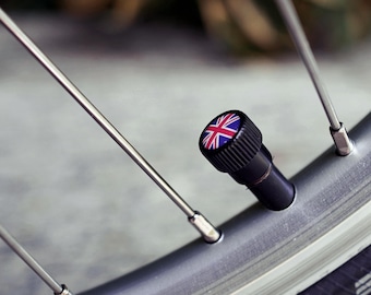 Bicycle Tire Valve Caps Schrader Union Jack Pack of 2