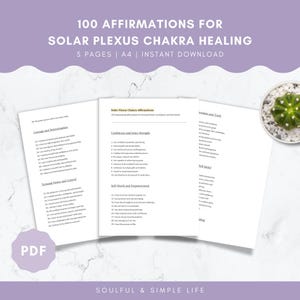100 affermazioni del chakra del plesso solare – Aumenta la fiducia e il potere personale / Elenco di affermazioni sull'autostima stampabili in formato PDF / A4 Download immediato