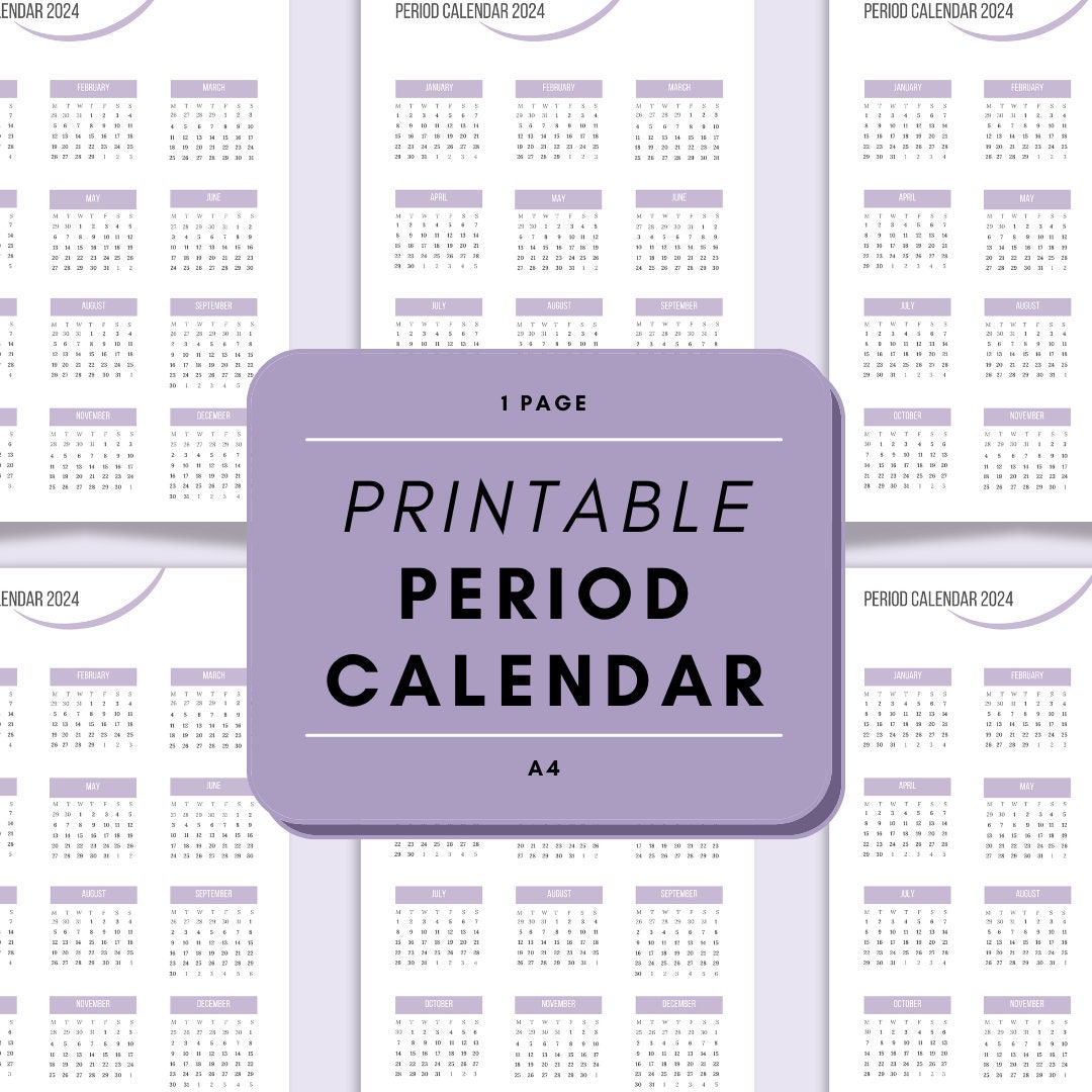 Printable Period Calendar 2024 / Printable Period Tracker 2024 - Etsy