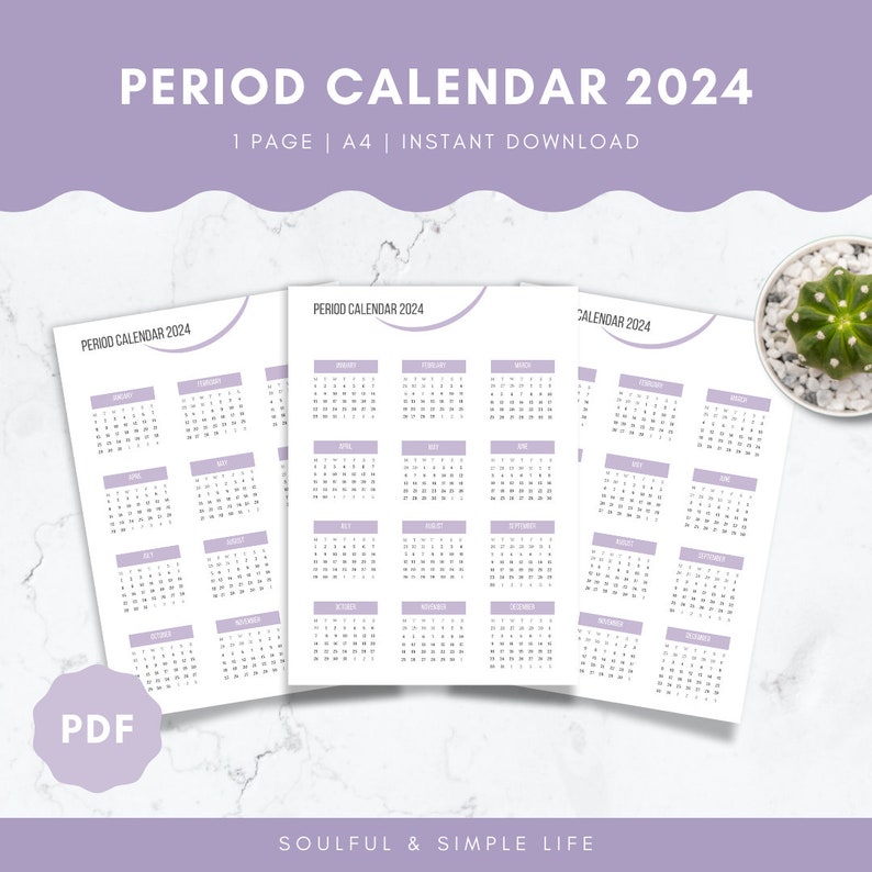 Printable Period Calendar 2024 / Printable Period Tracker 2024 Etsy