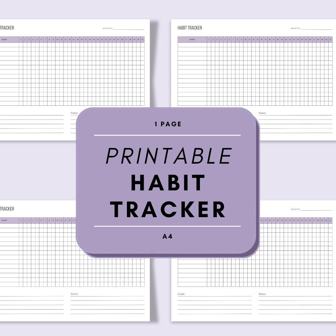 Monthly Habit Tracker Printable | Minimalist A4 PDF | Simple Stylish ...